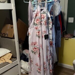 Floral Maxi Dress with Pink and White Flowers